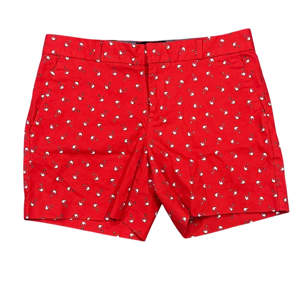 Banana Republic Factory Womens Red Anchor Print 5 Inch Chino Shorts Size 2 NWT